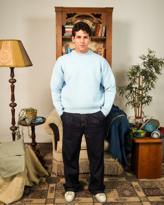 BABY BLUE ESSENTIAL KNIT SWEATER