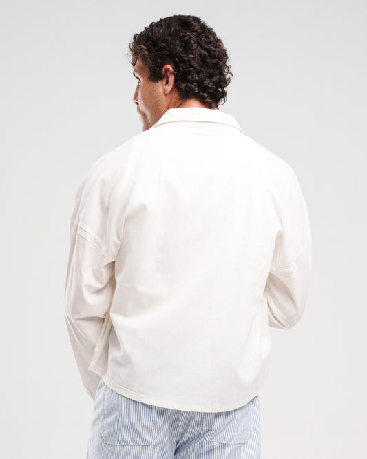 WHITE LONG SLEEVE LINEN SHIRT