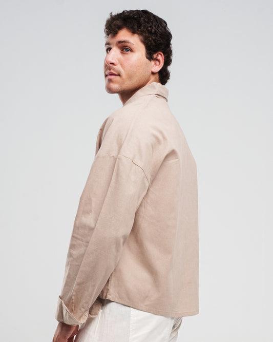 BROWN LONG SLEEVE LINEN SHIRT