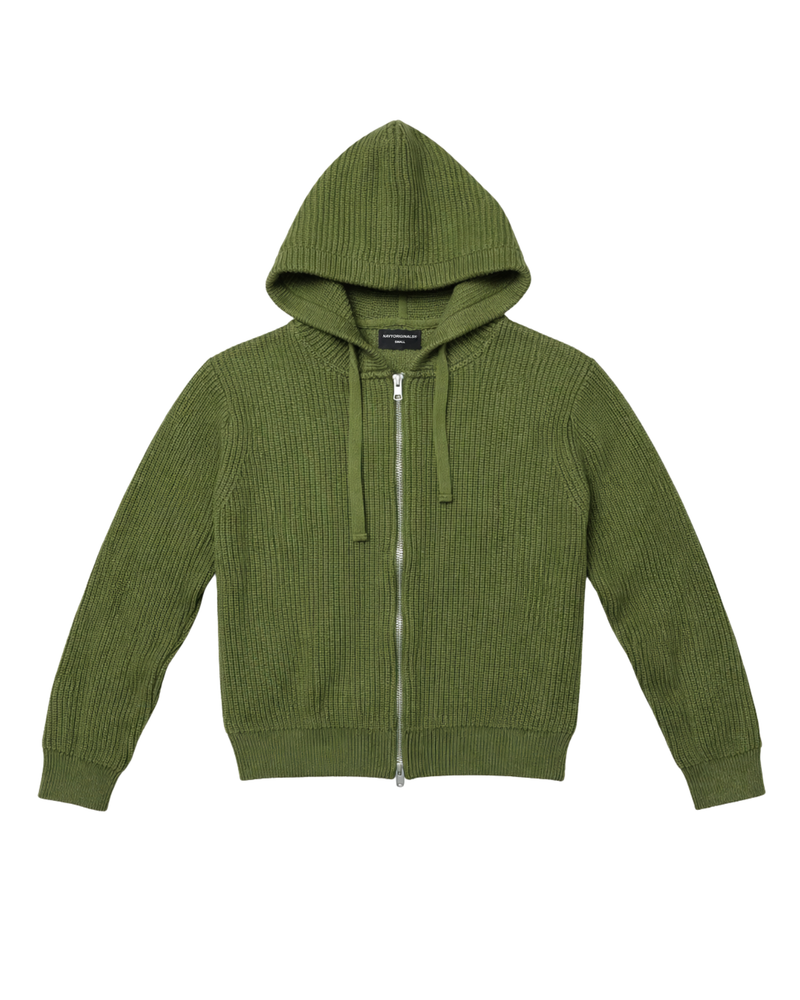 OLIVE KNIT ZIPUP