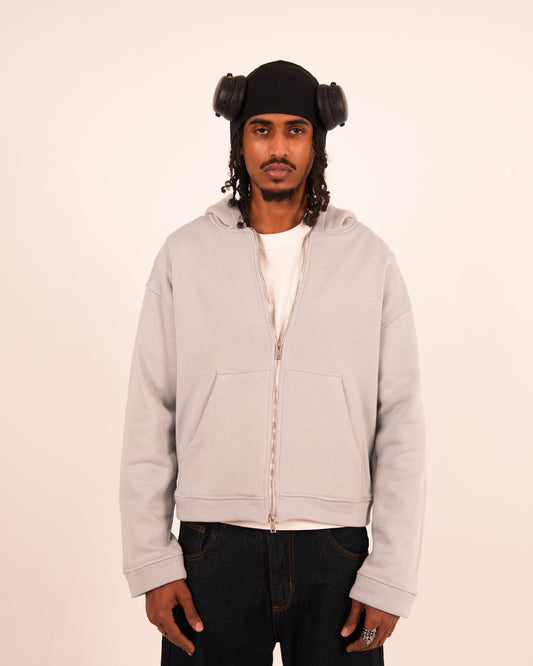 GREY ESSENTIAL ZIP UP