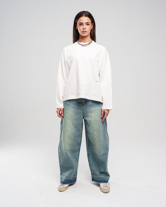 LIGHT BLUE ZIPTIE UNISEX SUPER BAGGY JEANS