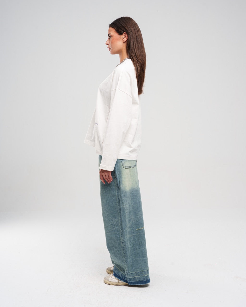LIGHT BLUE ZIPTIE UNISEX SUPER BAGGY JEANS