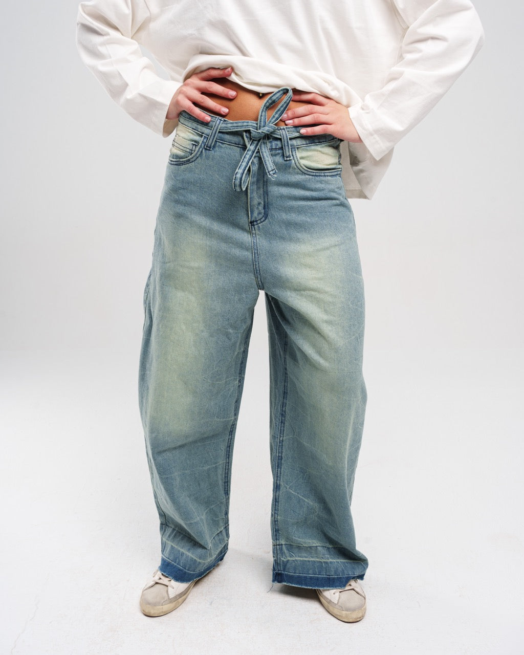 LIGHT BLUE ZIPTIE UNISEX SUPER BAGGY JEANS