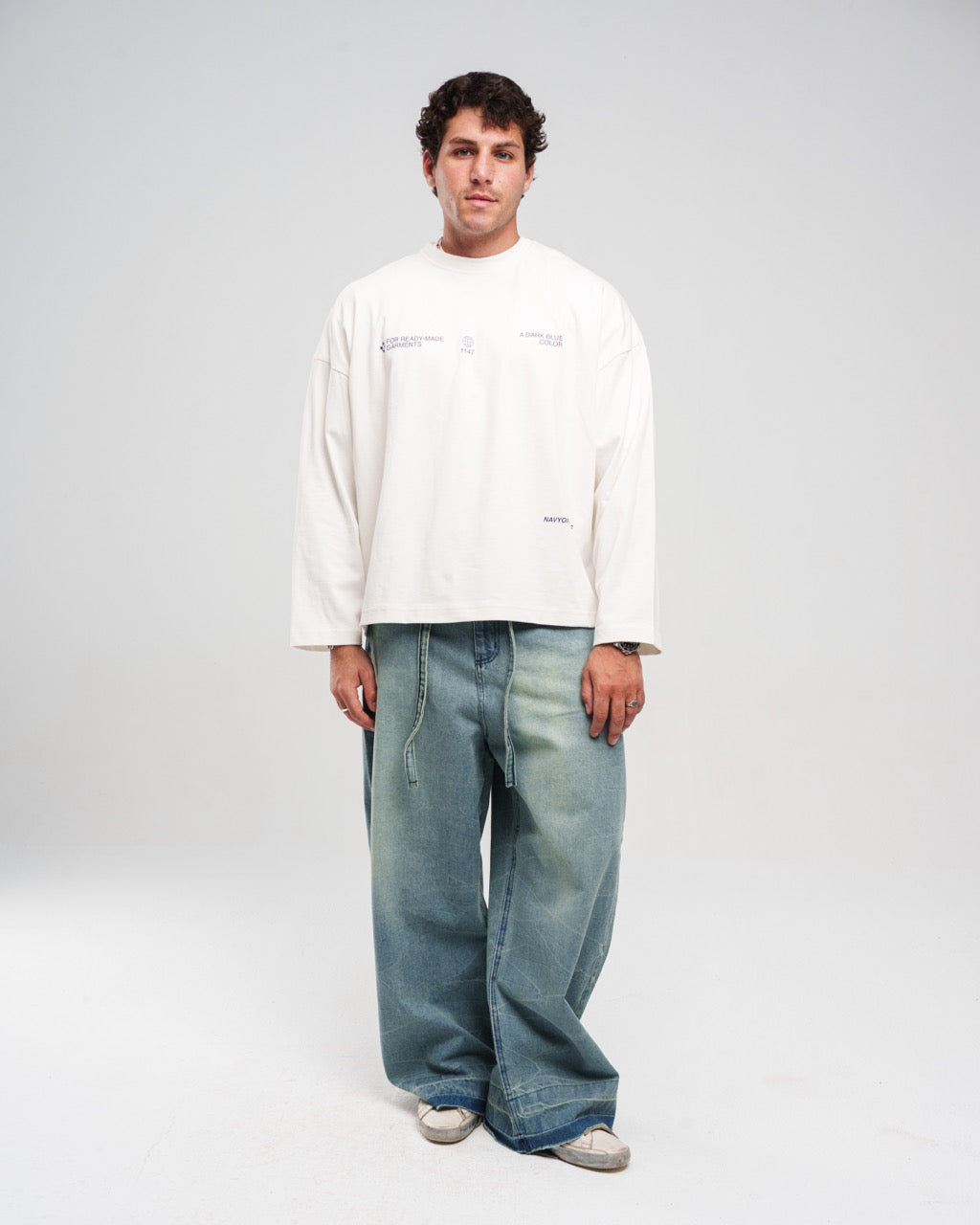 LIGHT BLUE ZIPTIE UNISEX SUPER BAGGY JEANS