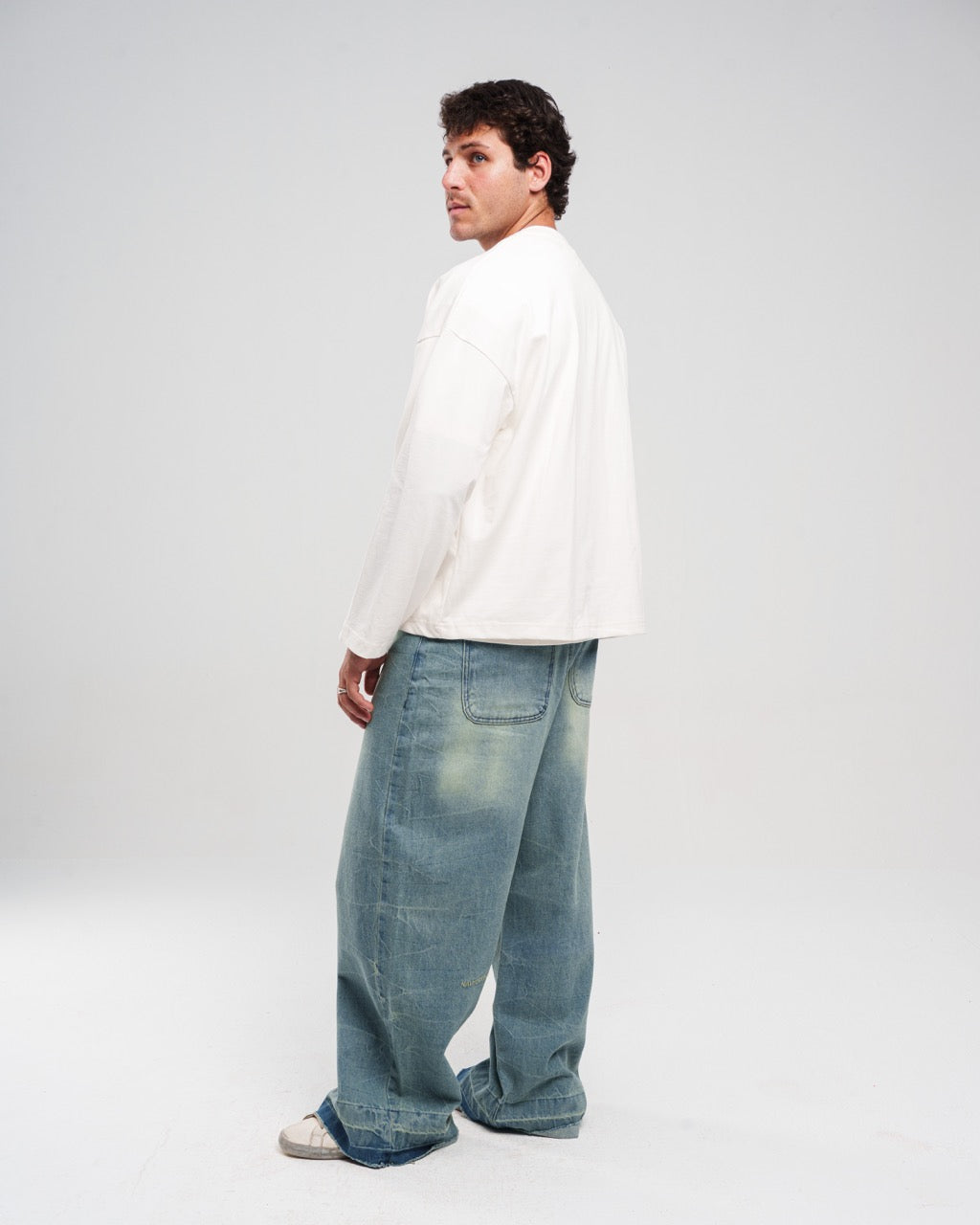 LIGHT BLUE ZIPTIE UNISEX SUPER BAGGY JEANS