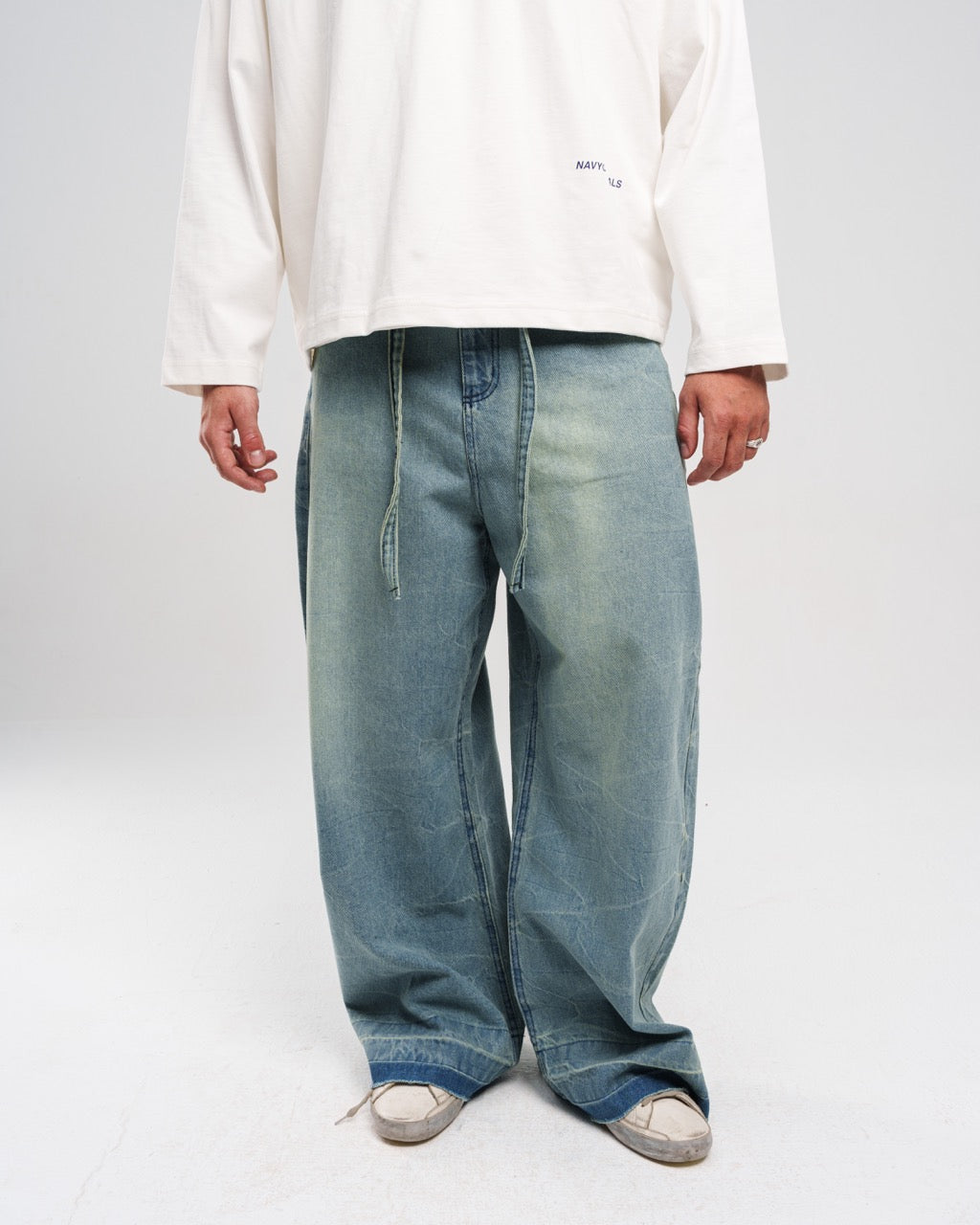 LIGHT BLUE ZIPTIE UNISEX SUPER BAGGY JEANS