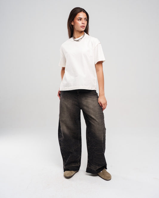 DIRTY BLACK ZIPTIE UNISEX SUPER BAGGY JEANS