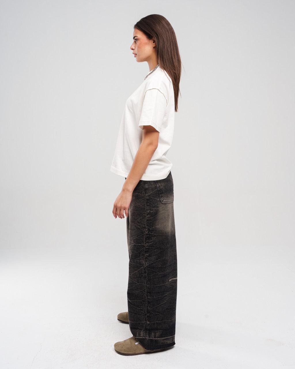 DIRTY BLACK ZIPTIE UNISEX SUPER BAGGY JEANS