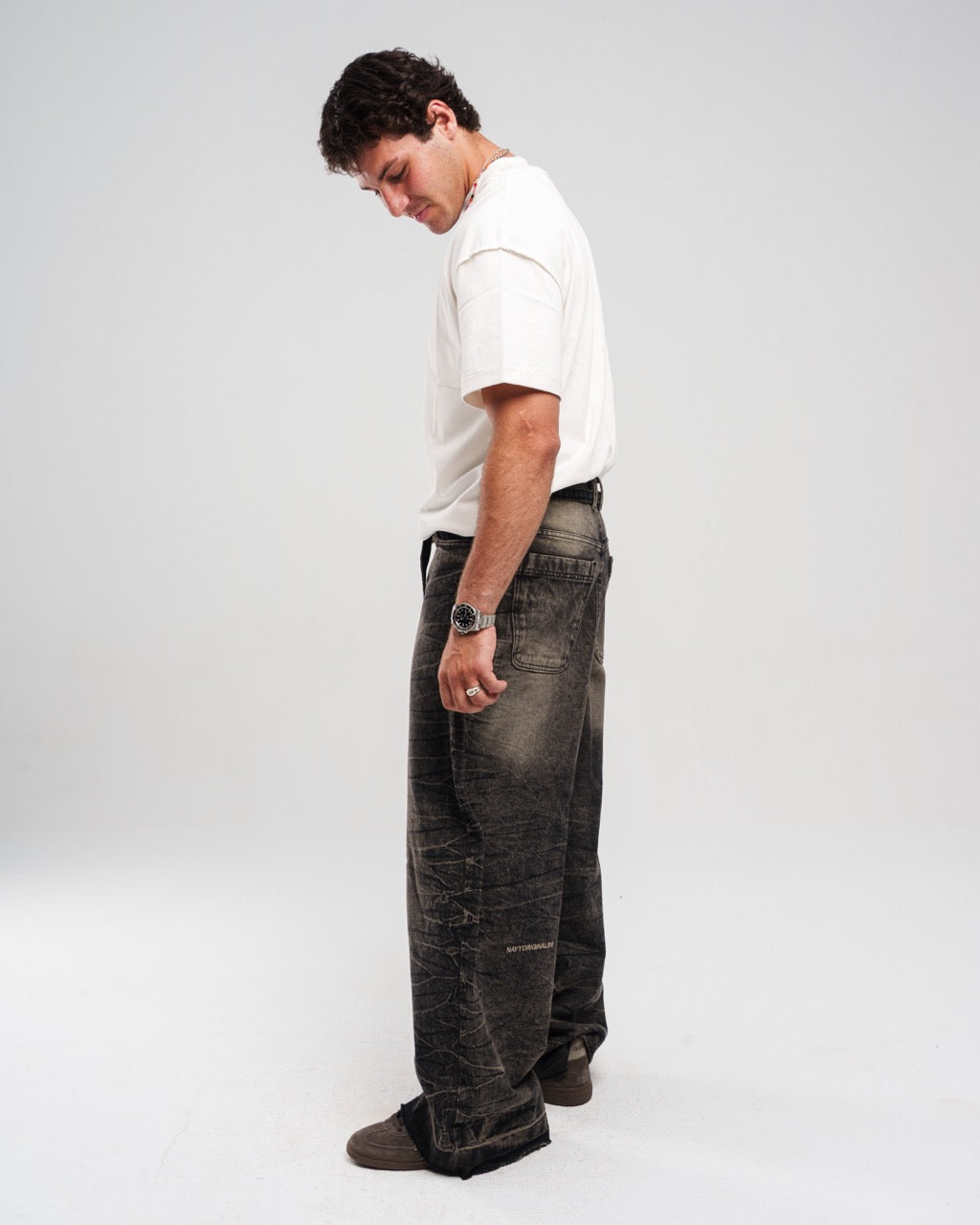DIRTY BLACK ZIPTIE UNISEX SUPER BAGGY JEANS