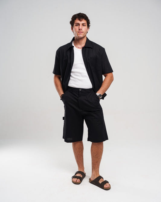 BLACK LINEN SHORT