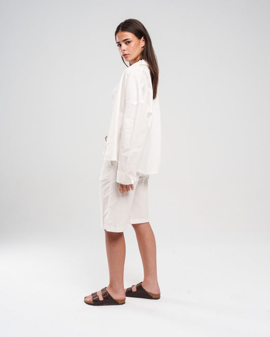 WHITE LINEN SHORT