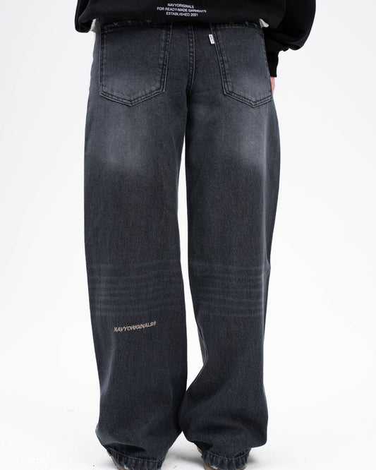 WASHED BLACK WIDE LEG JEANS WOMENS