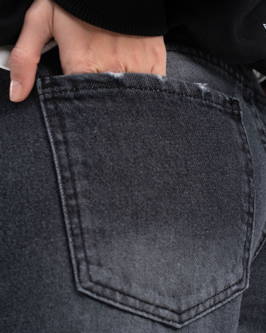 WASHED BLACK WIDE LEG JEANS WOMENS