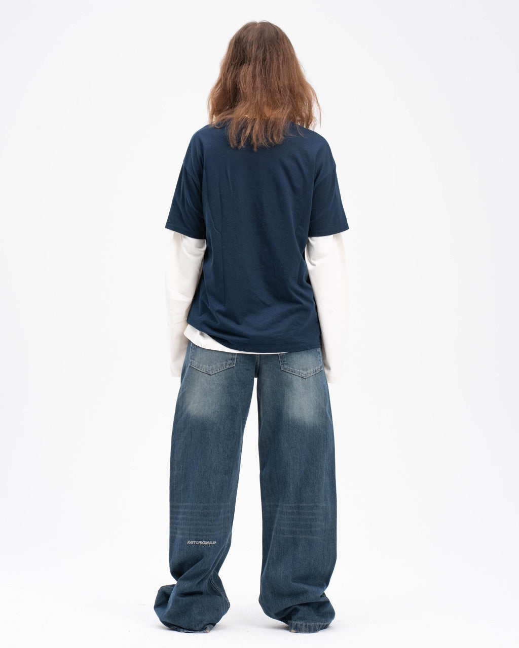 DARK BLUE WIDE LEG JEANS WOMENS