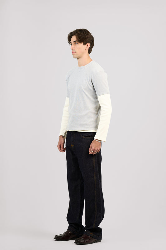 RAW BLUE X GOLD SLANTED JEANS