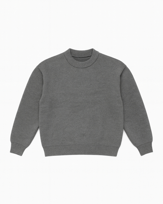 GREY ESSENTIAL KNIT SWEATER