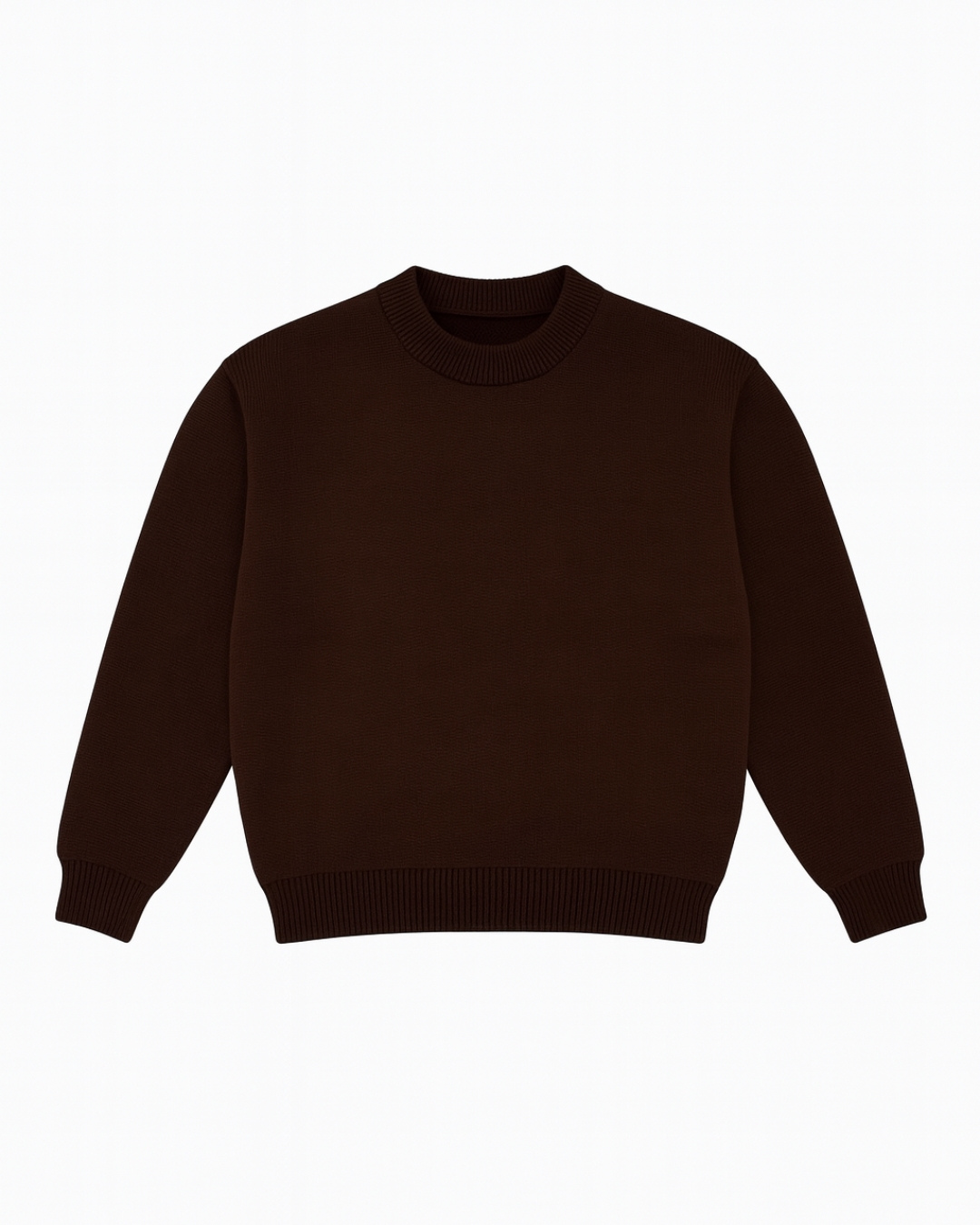 BROWN ESSENTIAL KNIT SWEATER