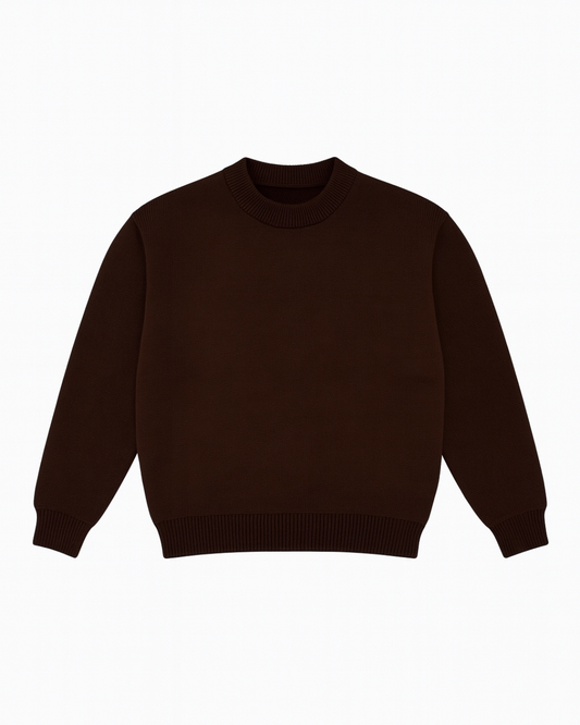 BROWN ESSENTIAL KNIT SWEATER