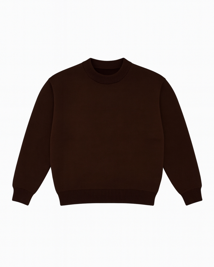 BROWN ESSENTIAL KNIT SWEATER