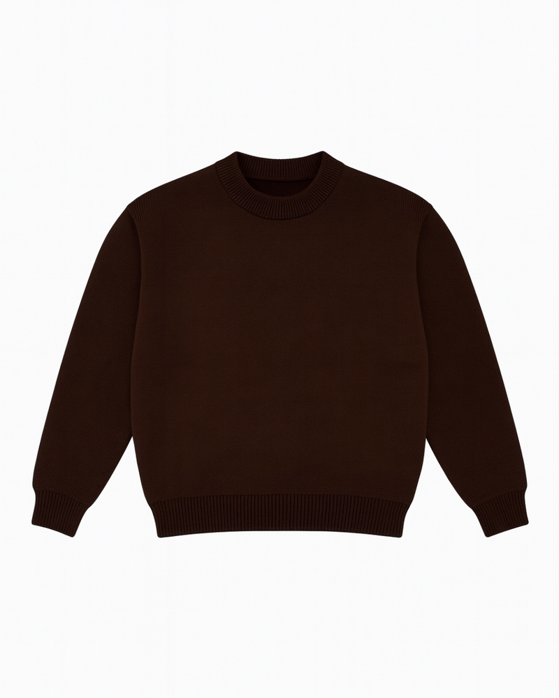 BROWN ESSENTIAL KNIT SWEATER