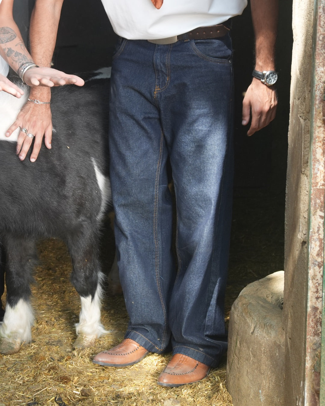 RAW BLUE WIDE LEG JEANS