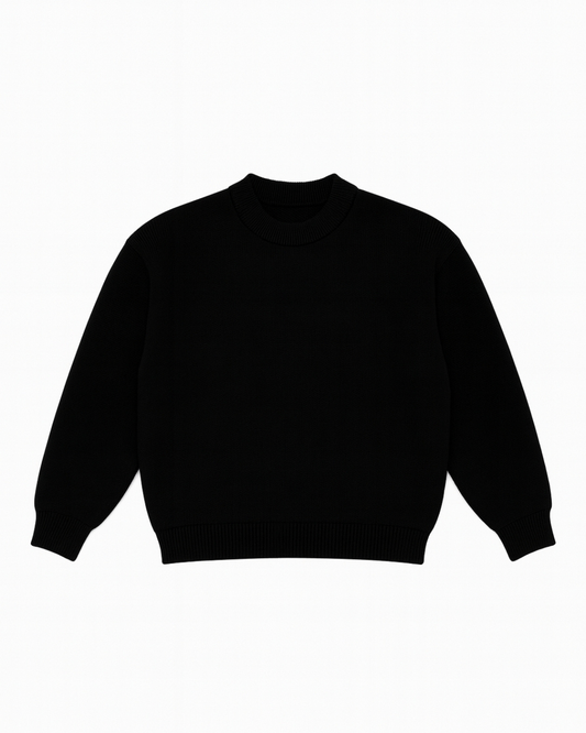 BLACK ESSENTIAL KNIT SWEATER