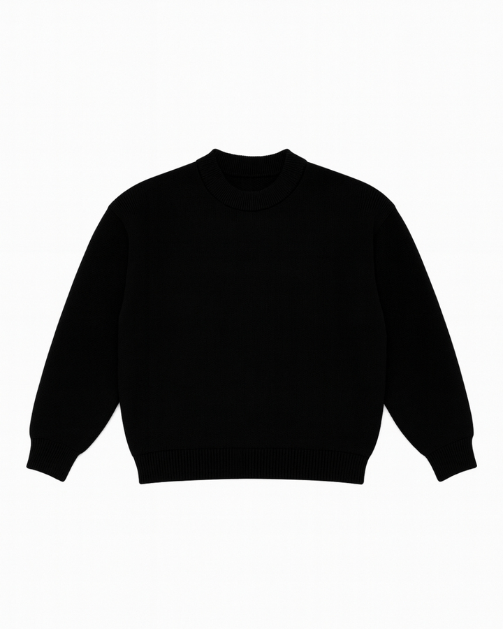BLACK ESSENTIAL KNIT SWEATER