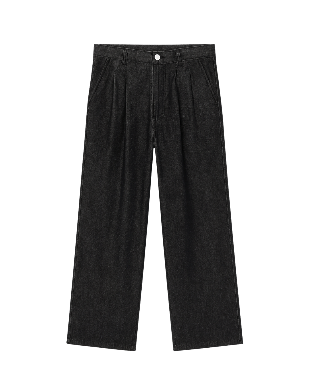 RAW BLACK DOUBLE PLEATED JEANS
