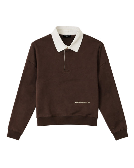 BROWN ESSENTIAL RUGBY POLO