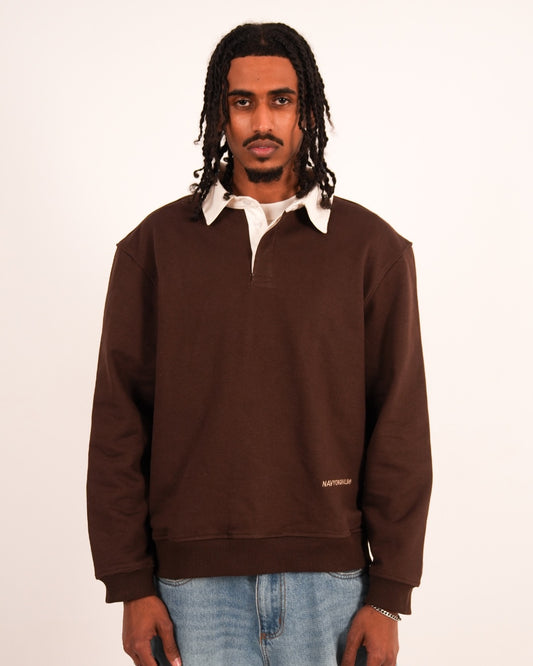 BROWN ESSENTIAL RUGBY POLO