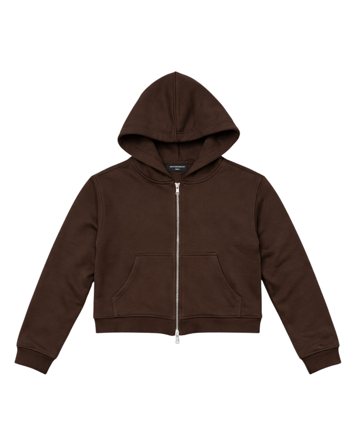 BROWN ESSENTIAL ZIP UP