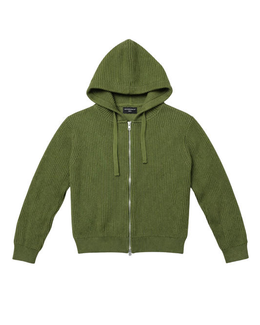OLIVE KNIT ZIPUP