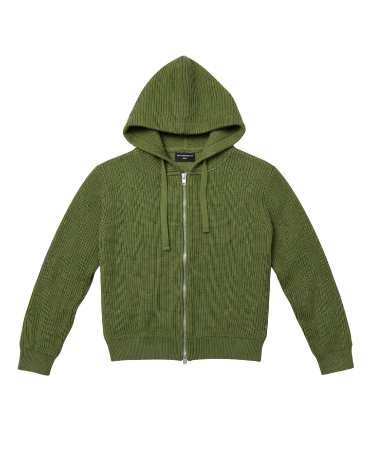 OLIVE KNIT ZIPUP