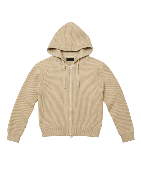 BEIGE KNIT ZIPUP