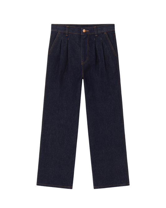 RAW BLUE DOUBLE PLEATED JEANS