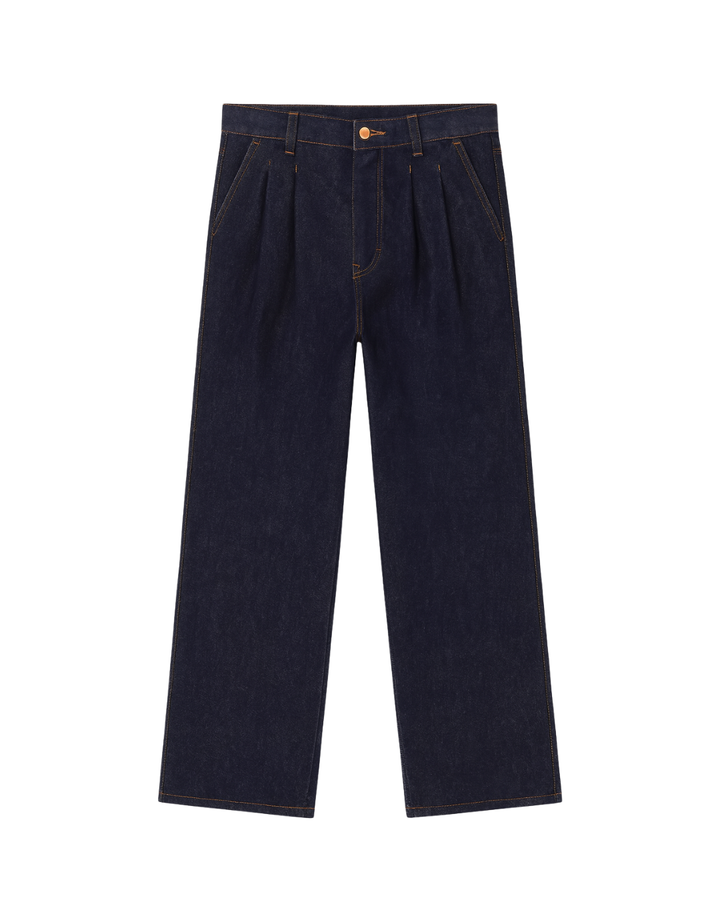 RAW BLUE DOUBLE PLEATED JEANS