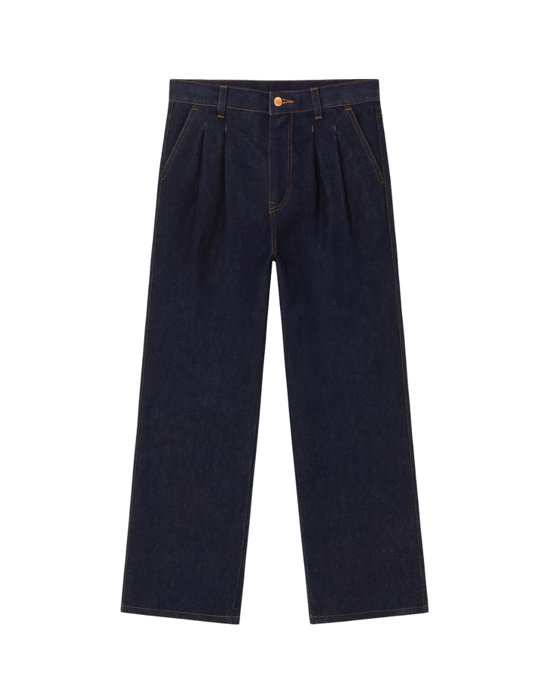 RAW BLUE DOUBLE PLEATED JEANS