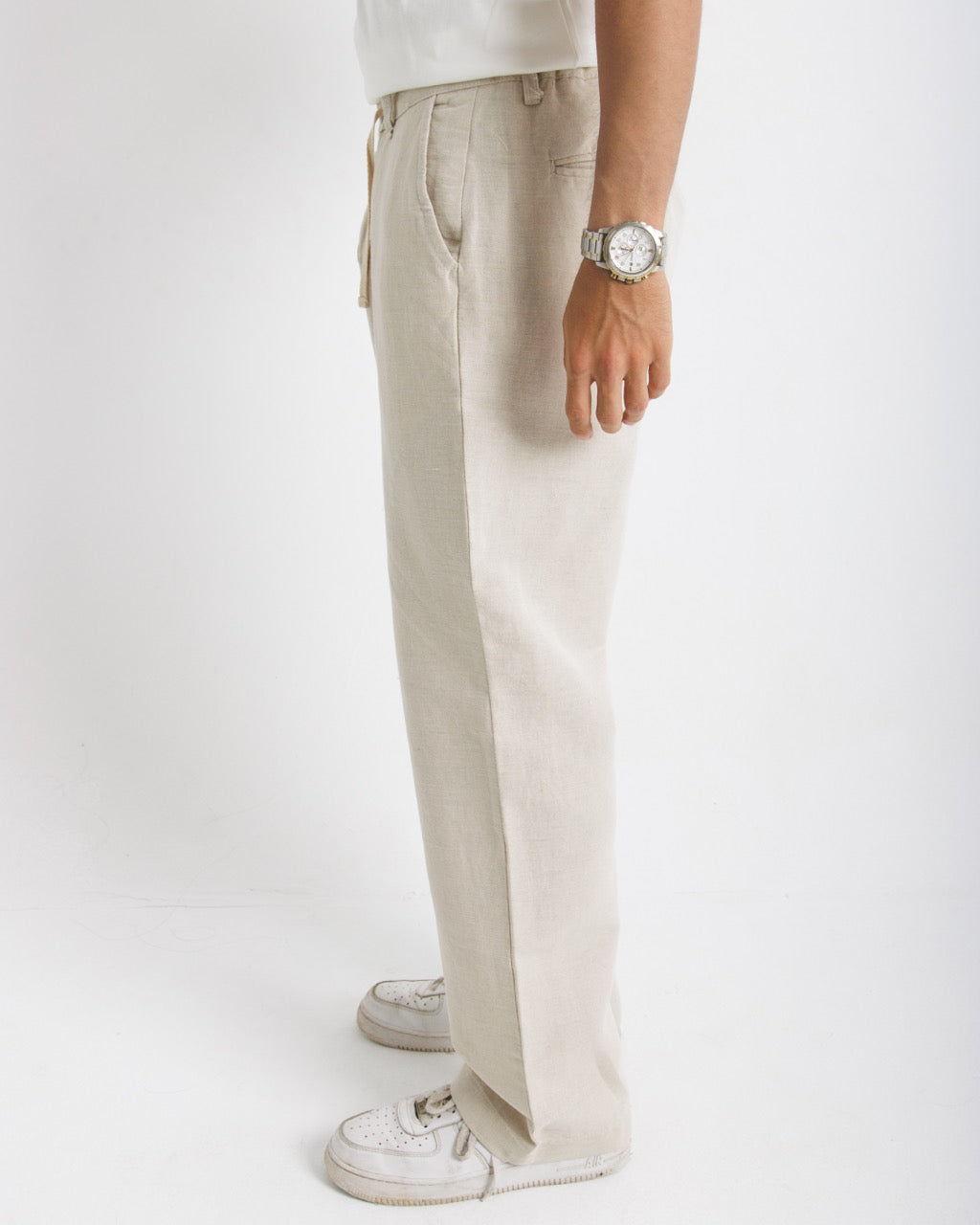 301 Beige Oversized Linen Pants