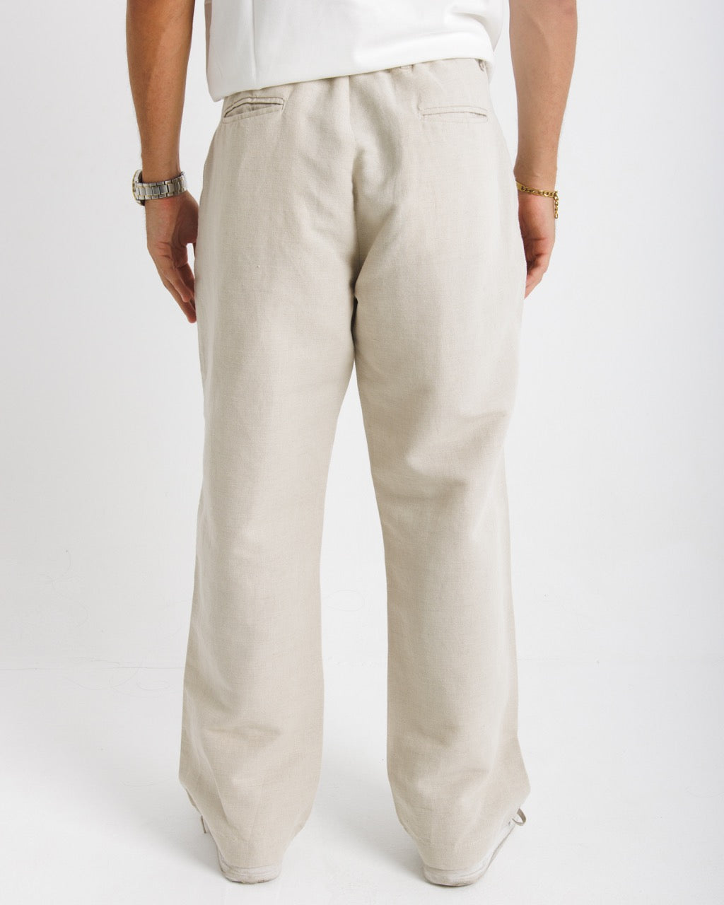 301 Beige Oversized Linen Pants