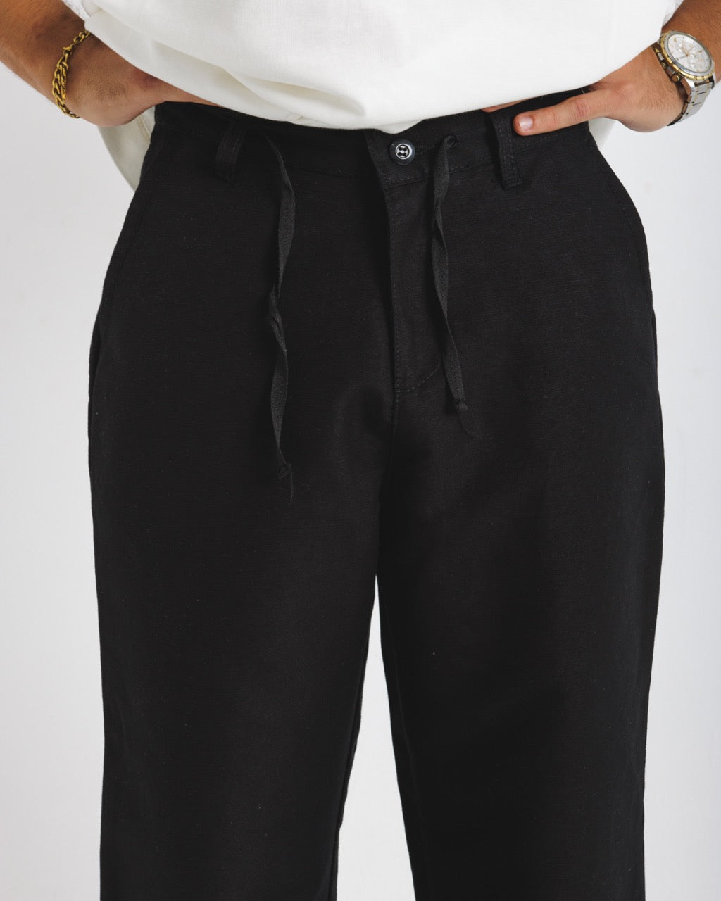 301 Black Oversized Linen Pants