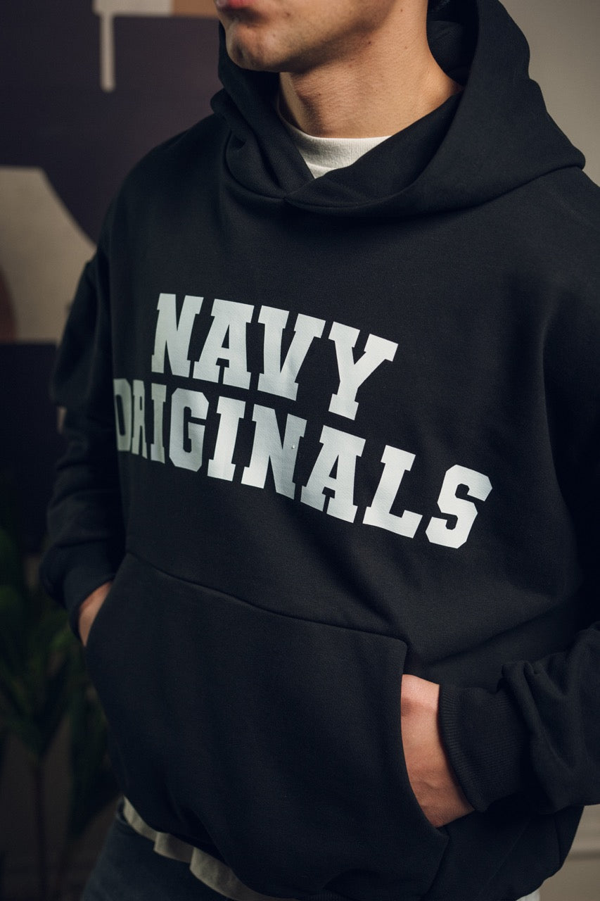 BLACK VARSITY HOODIE