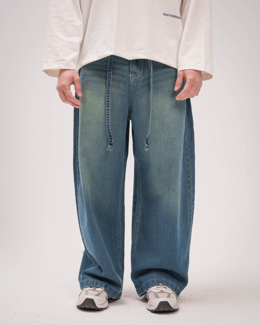 DARK BLUE UNISEX SUPER BAGGY JEANS