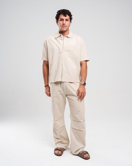BEIGE SHORT SLEEVE SHIRT