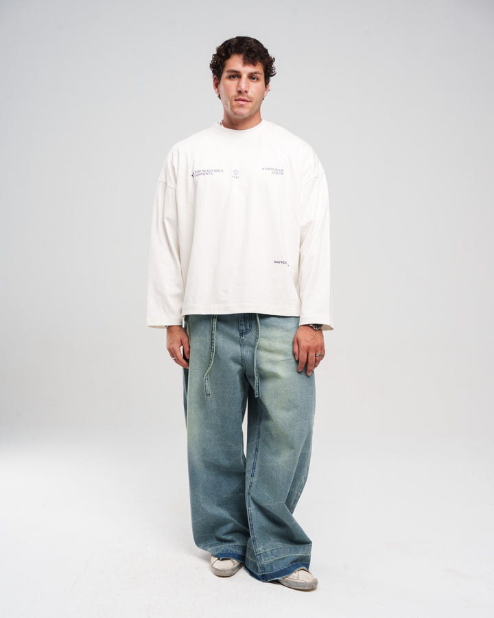 LIGHT BLUE ZIPTIE UNISEX SUPER BAGGY JEANS