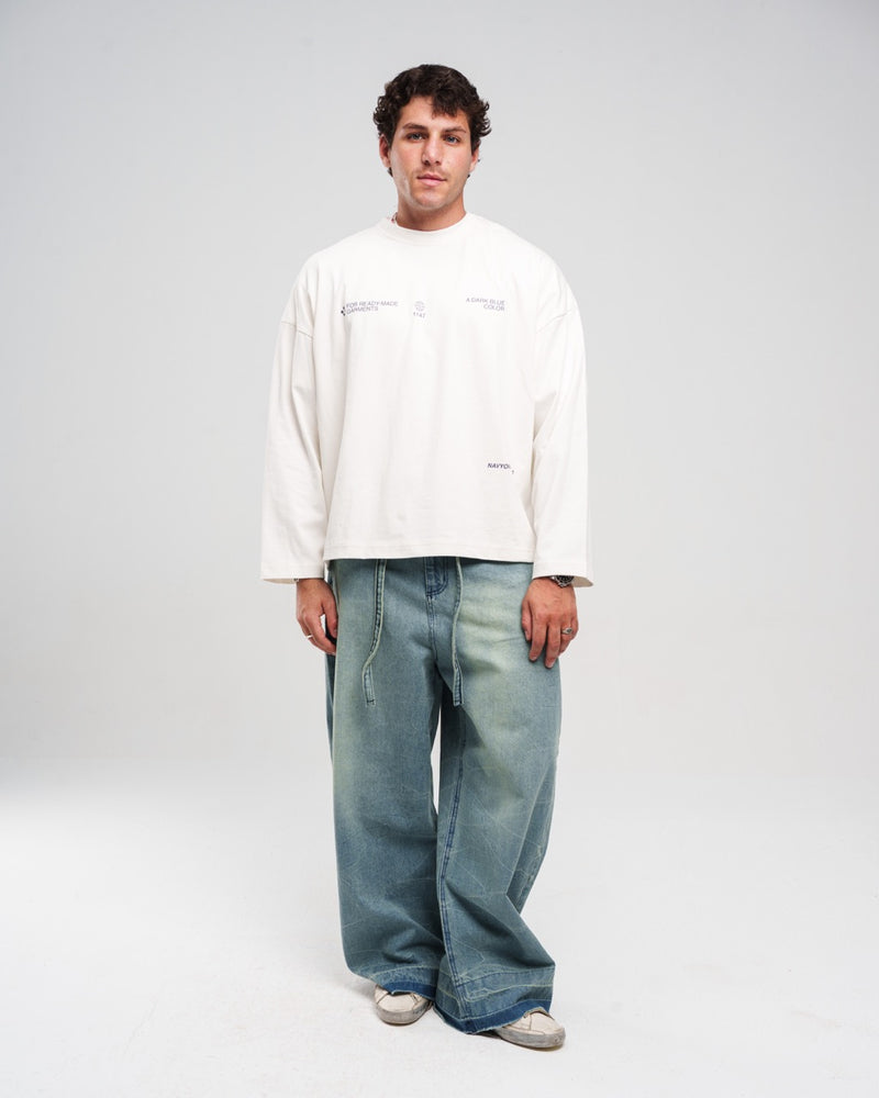 LIGHT BLUE ZIPTIE UNISEX SUPER BAGGY JEANS