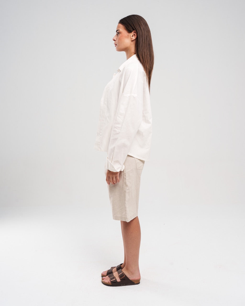 BEIGE LINEN SHORT
