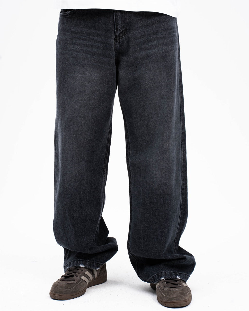 WASHED BLACK WIDE LEG JEANS MENS