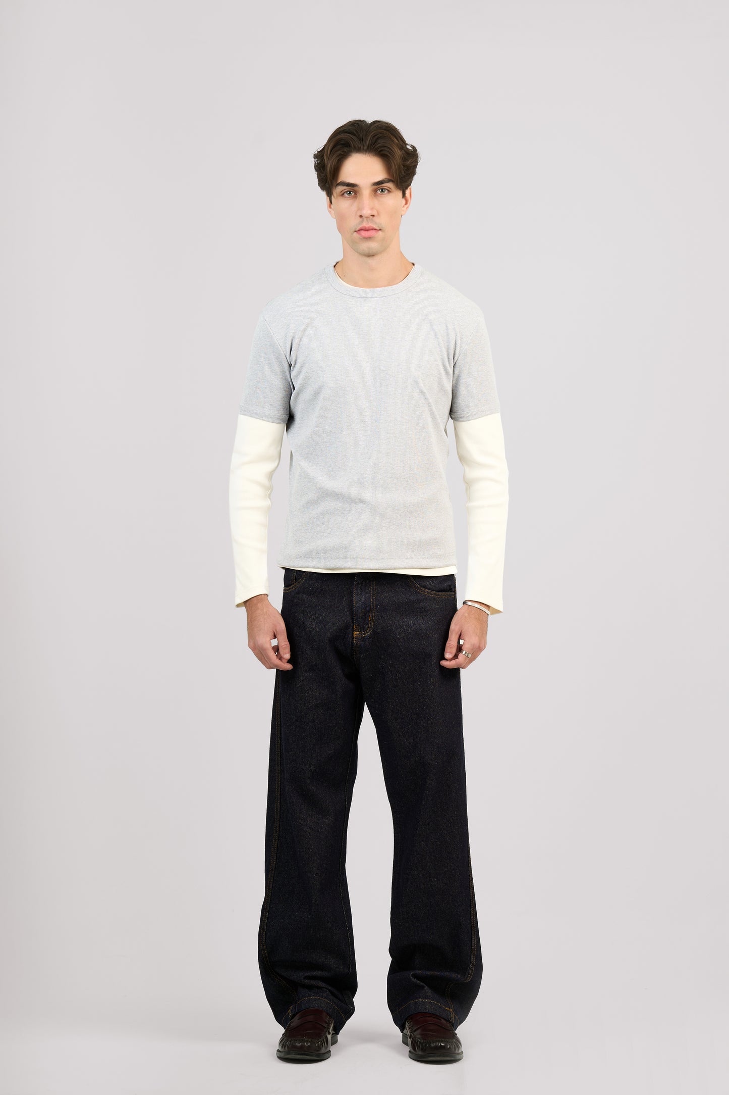 RAW BLUE X GOLD SLANTED JEANS