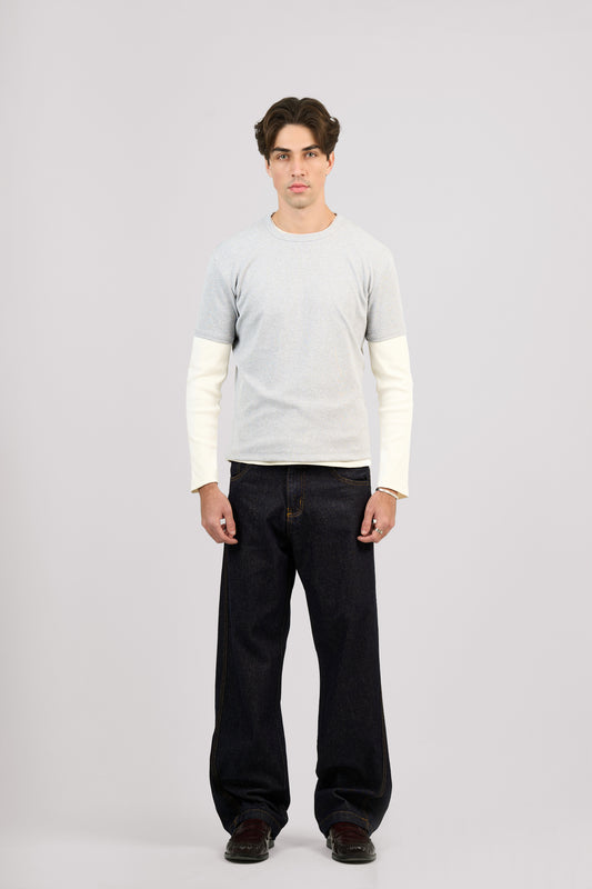 RAW BLUE X GOLD SLANTED JEANS